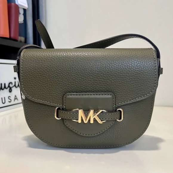 Michael kors Reed Small Logo and Leather Crossbody In Olive NWT - Picture 5 of 5